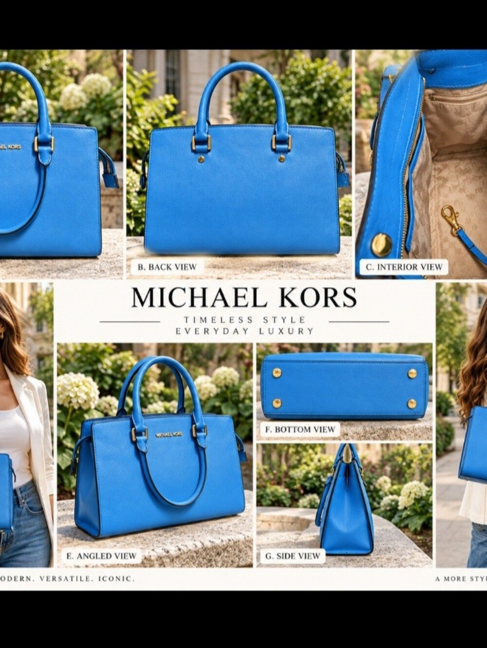 Michael Kors Electric Blue Saffiano Leather Satchel